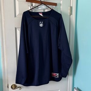 Navy Blue Long Sleeve Hockey like Shirt with Husky Patch